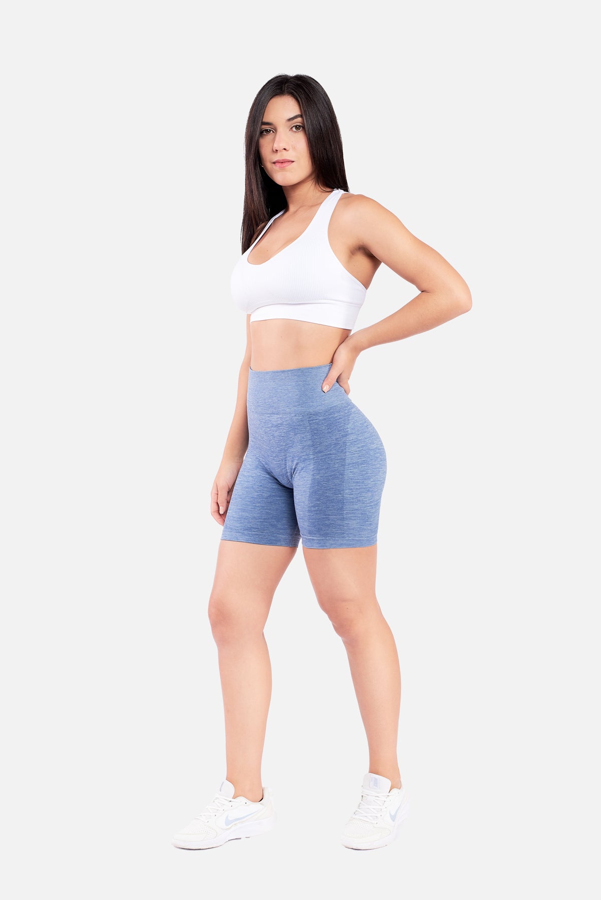 FRENCH BLUE SEAMLESS SCRUNCH SHORTS