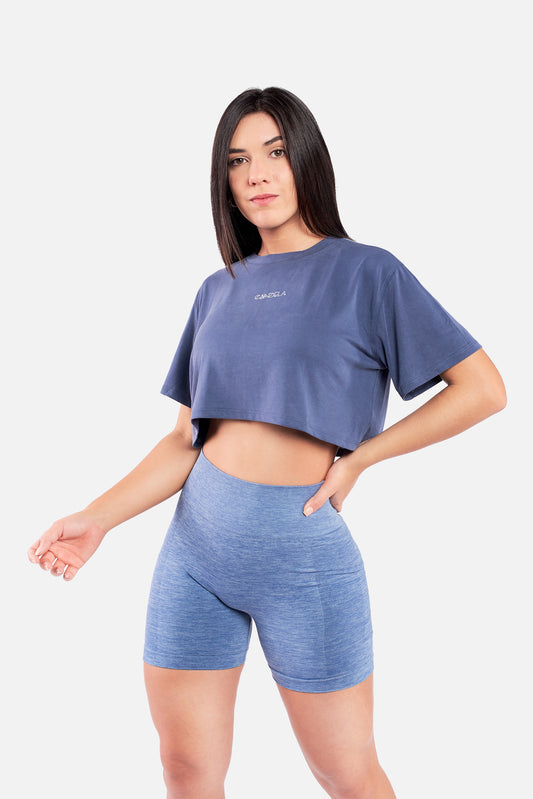 BLUE CROPPED TEE