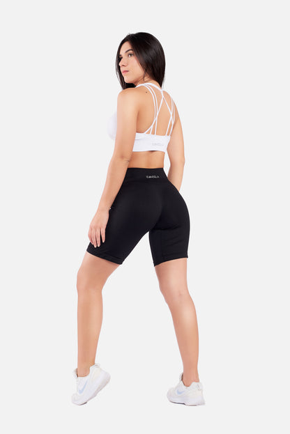 BLACK SEAMLESS BIKER SHORTS